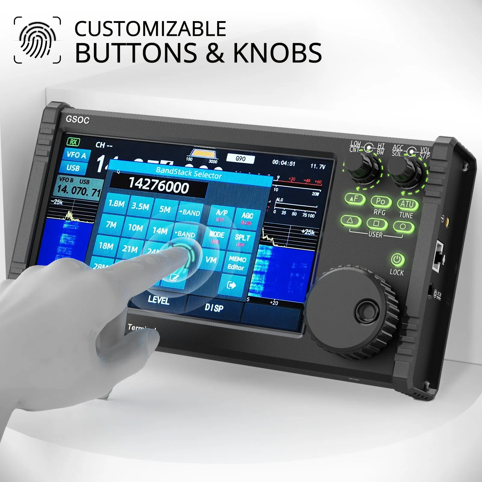 Xiegu GSOC Remote Controller | Touch Screen | Spectrum & Waterfall Display