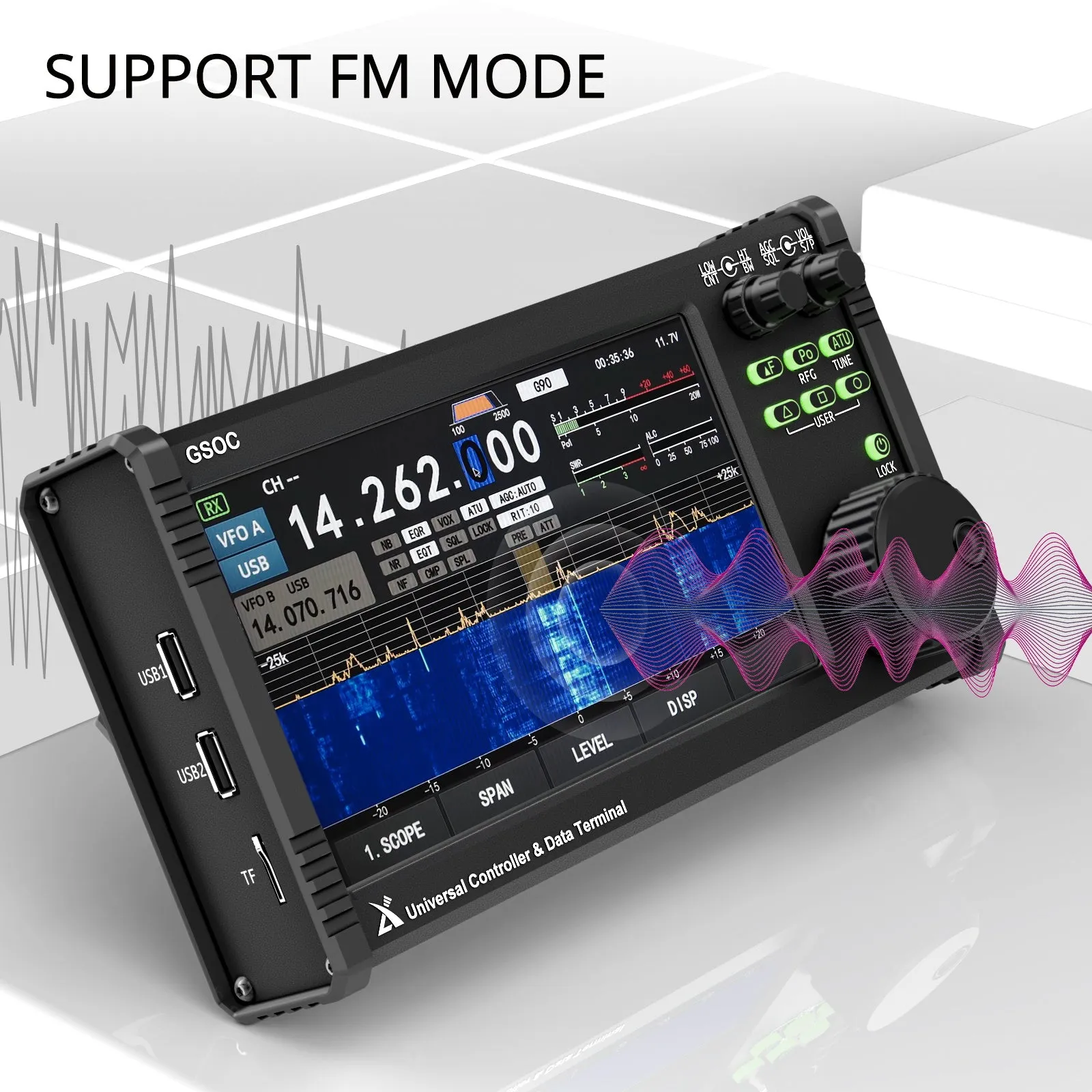 Xiegu GSOC Remote Controller | Touch Screen | Spectrum & Waterfall Display