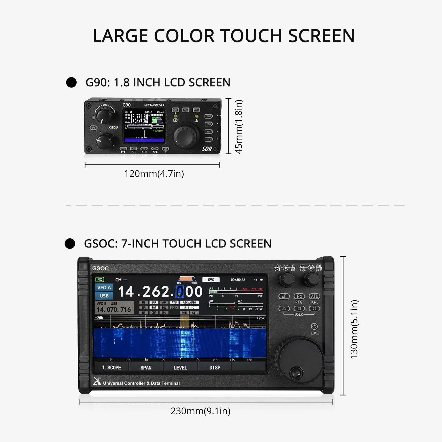 Xiegu GSOC Remote Controller | Touch Screen | Spectrum & Waterfall Display